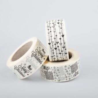 Papír ragasztószalag | ajándékdoboz - fűzött szív - christmas - TÖRTFEHÉR